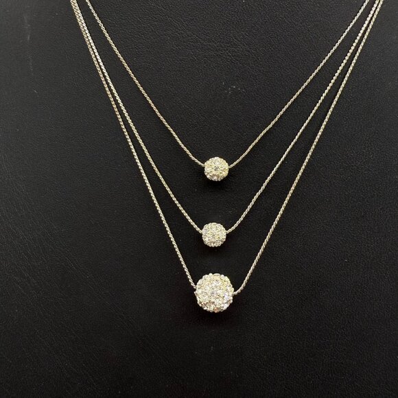 Premier Designs Clear Rhinestone Ball Multi-Strand Chain Layered Neckline - Picture 2 of 5